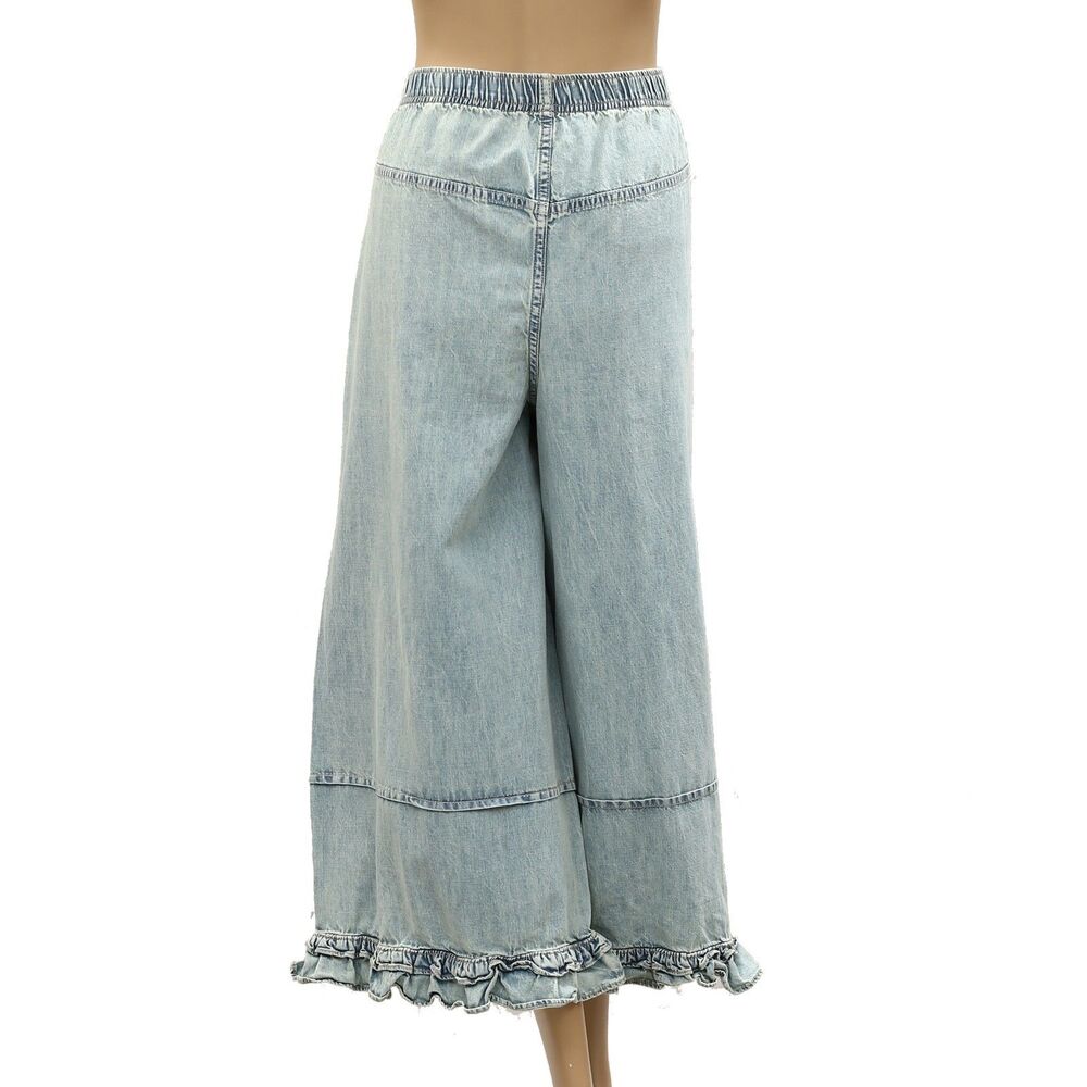 Free People We The Free Love Me Not Bloomer Jeans Pants Wide-Leg Cotton L 287327 - Picture 5 of 6